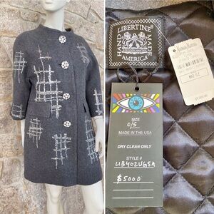Libertine NWT $5000 Women's Gray Wool Jacket Coat with Mirror Embellishment S/M